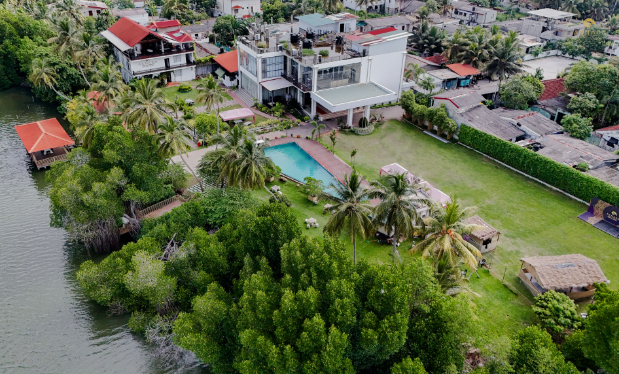 Daytime Drone View Poolside